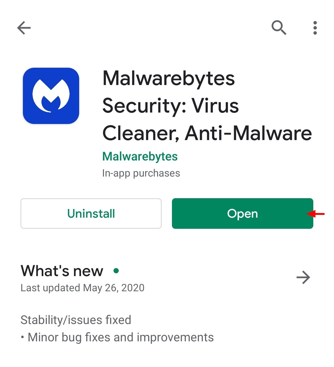Malwarebytes for Android device 2