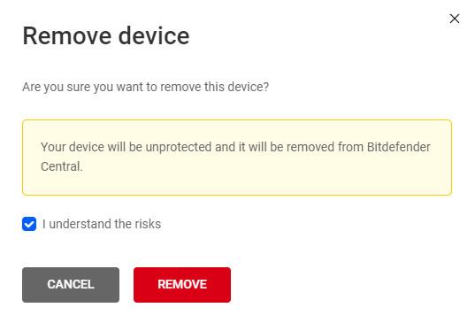 Remove a device from Bitdefender