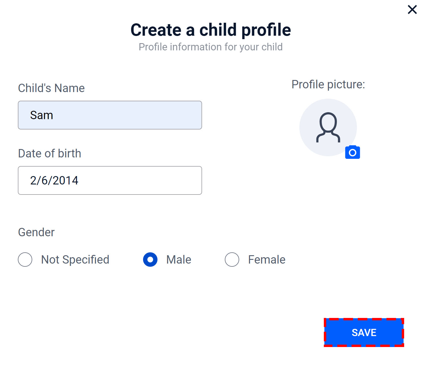 child account - Create